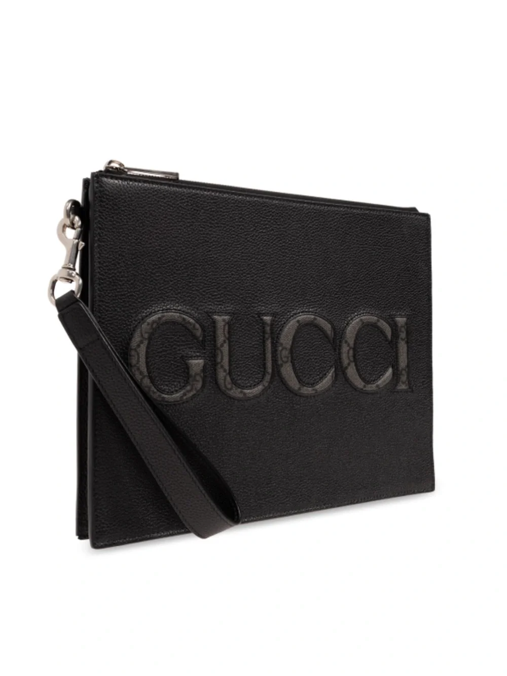 GUCCI logo supreme leather pouch with strap wristlet